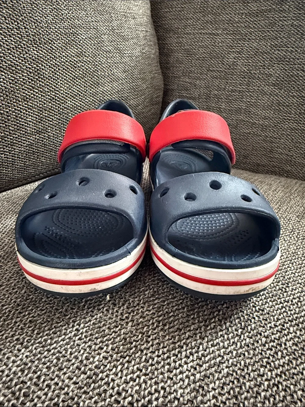 Crocs Crocband Toddler Boy Sandals Navy Red 13 C Used